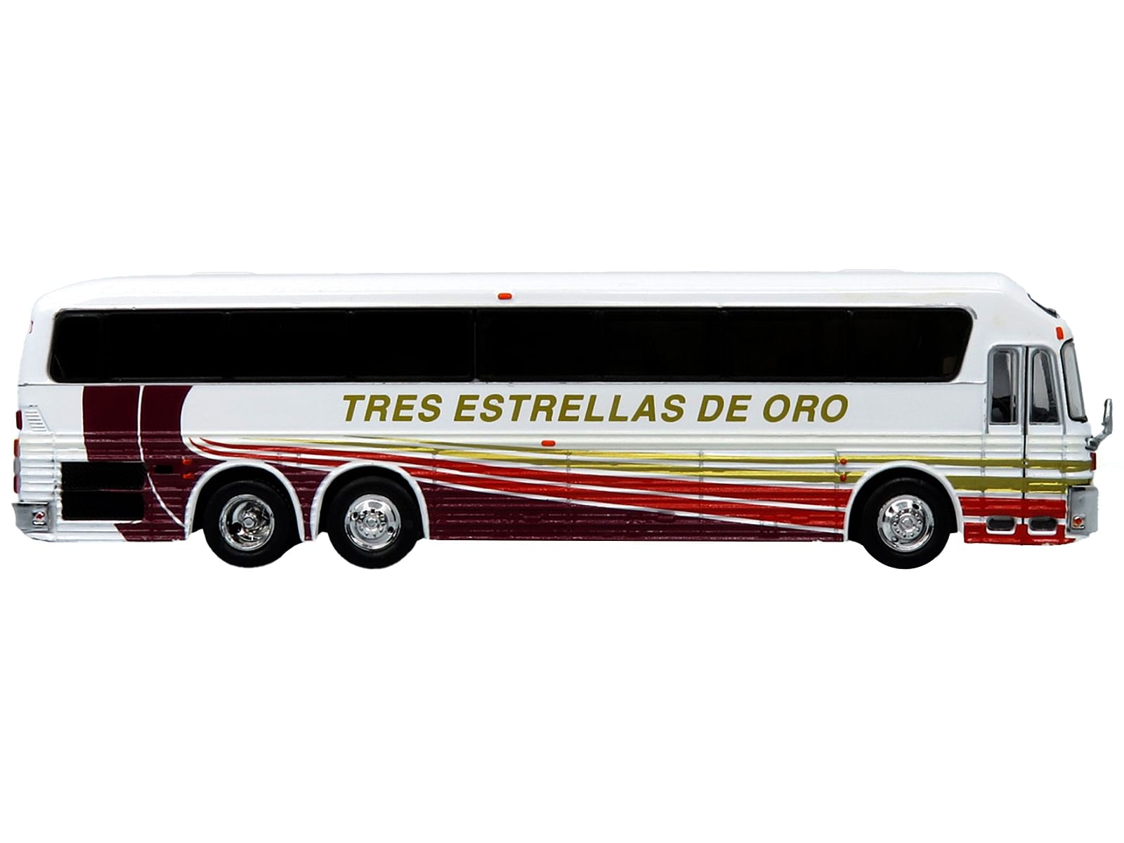 1984 Eagle Model 10 Motorcoach Bus “Tres Estrellas de Oro” White with Stripes “Vintage Bus & Motorcoach Collection” Limited Edition to 504 pieces Worldwide 1/87 (HO) Diecast Model by Iconic Replicas