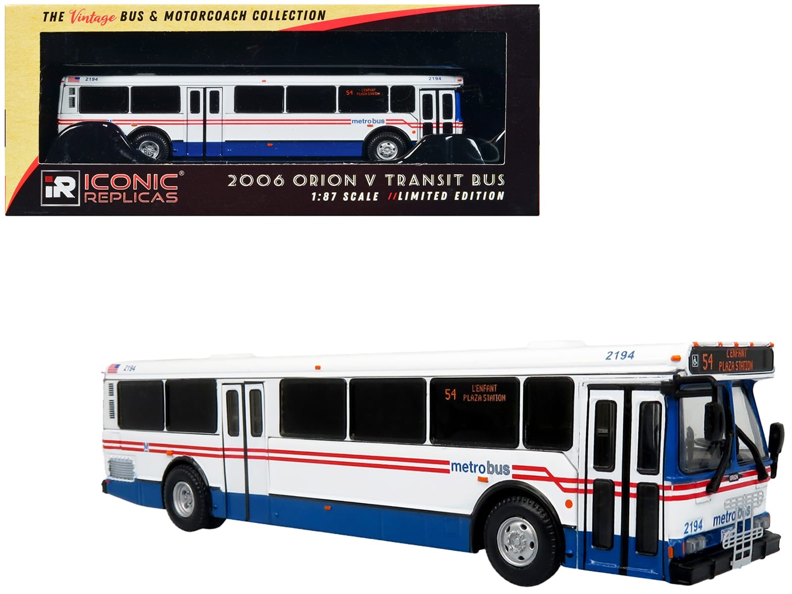 2006 Orion V Transit Bus WMATA Washington "54 L'Enfant Plaza Station" Limited Edition "The Vintage Bus and Motorcoach Collection" 1/87 (HO) Diecast Model by Iconic Replicas - Image 3