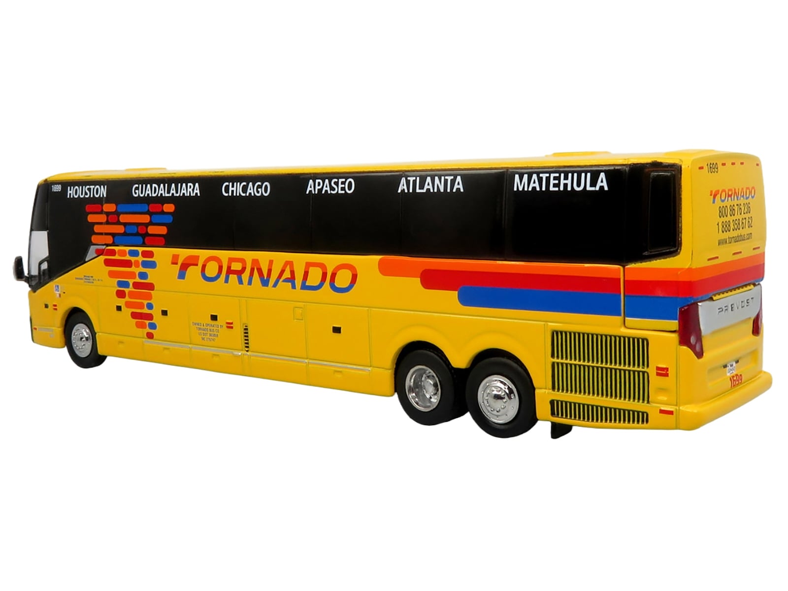 Prevost H3-45 Coach Bus "Tornado Bus Company" Yellow with Graphics Limited Edition 1/87 (HO) Diecast Model by Iconic Replicas - Image 3