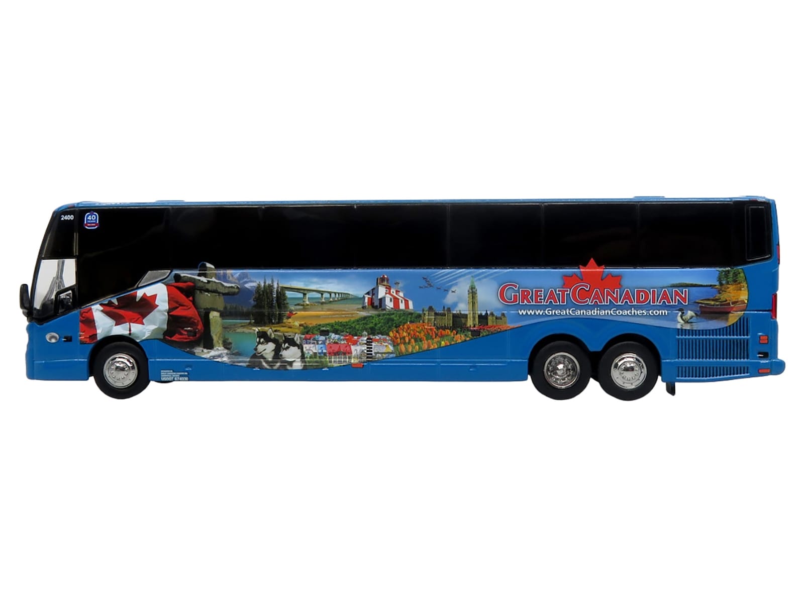 Prevost H3-45 Coach Bus "Great Canadian Coaches" Blue with Graphics Limited Edition 1/87 (HO) Diecast Model by Iconic Replicas - Image 2