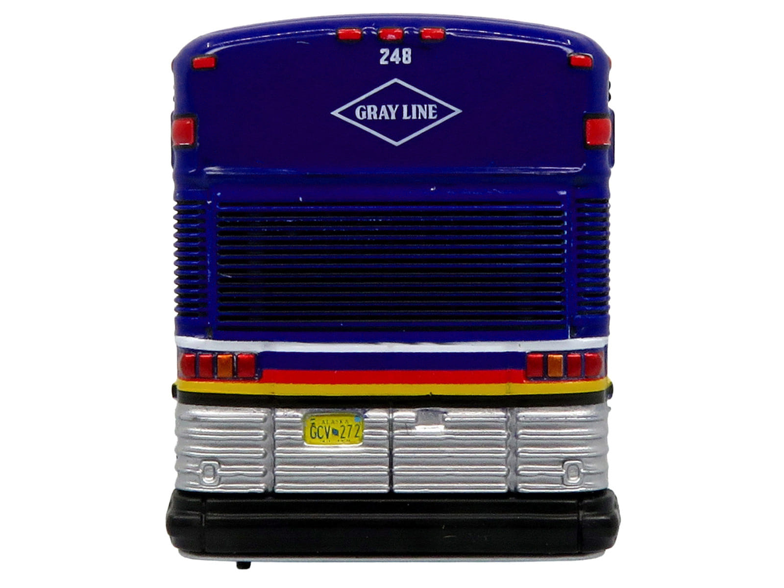 2001 MCI D4000 Coach Bus "Gray Line of Alaska" Dark Blue with Stripes "Vintage Bus & Motorcoach Collection" Limited Edition to 504 pieces Worldwide 1/87 (HO) Diecast Model by Iconic Replicas - Image 5