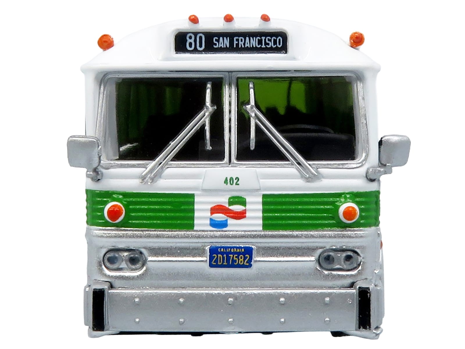 1964 MCI MC-5A Coach Bus "Golden Gate Transit" White with Green Stripes "Vintage Bus & Motorcoach Collection" Limited Edition to 504 pieces Worldwide 1/87 (HO) Diecast Model by Iconic Replicas - Image 4