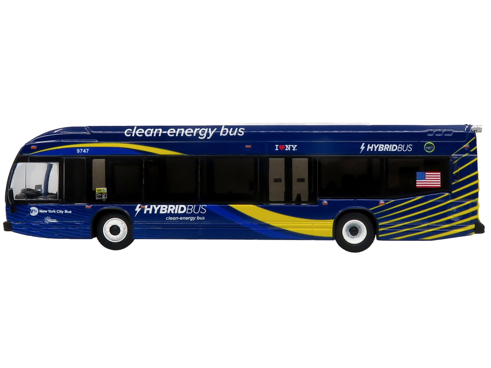 Nova Bus LFSH HEV Hybrid Transit Bus "MTA New York City" Blue with Yellow Graphics Limited Edition to 504 pieces Worldwide 1/87 (HO) Diecast Model by Iconic Replicas - Image 2