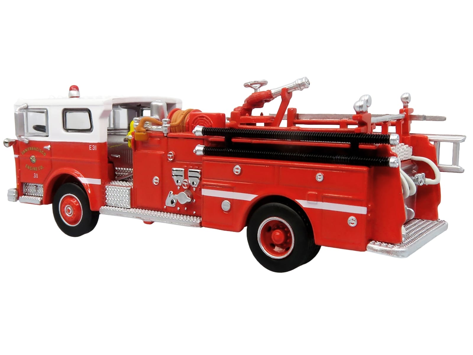 1974 Ward LaFrance Fire Engine "San Francisco Fire Department - Engine 31" Red with White Top "5 Alarm" Series Limited Edition 1/87 (HO) Diecast Model by Iconic Replicas - Image 3