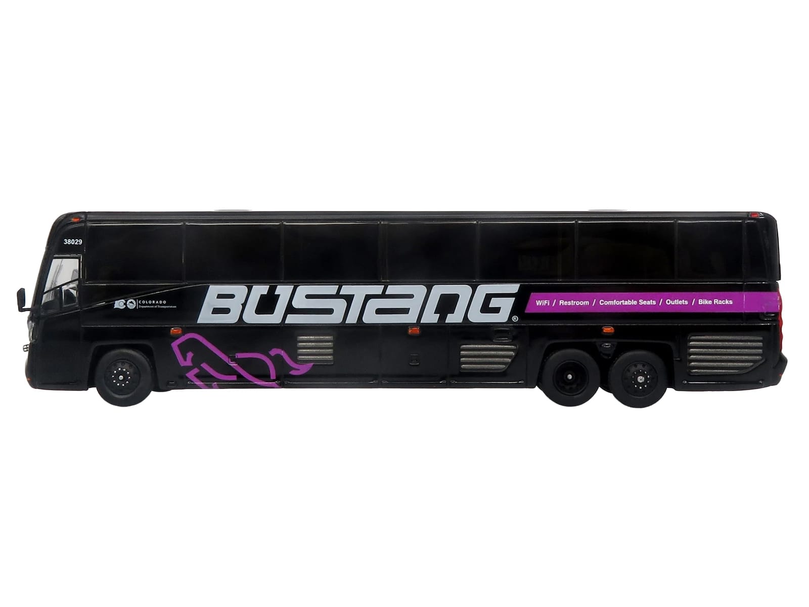 MCI D4520 Commuter Coach Bus "Bustang - Colorado Department of Transportation" Black "The Bus & Motorcoach Collection" Limited Edition to 504 pieces Worldwide 1/87 (HO) Scale Diecast Model by Iconic Replicas - Image 2
