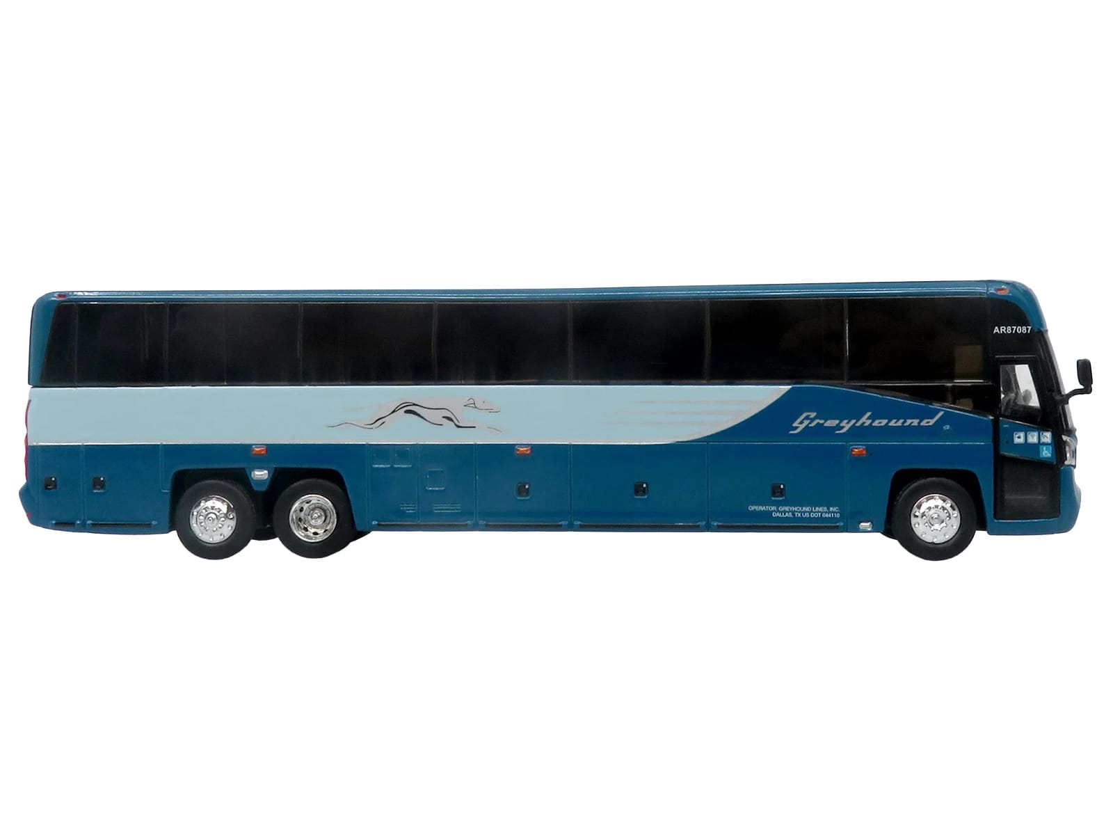 MCI D4520 Commuter Coach Bus "Greyhound Lines" Blue with Light Blue Stripes "The Bus & Motorcoach Collection" Limited Edition to 504 pieces Worldwide 1/87 (HO) Scale Diecast Model by Iconic Replicas - Image 2