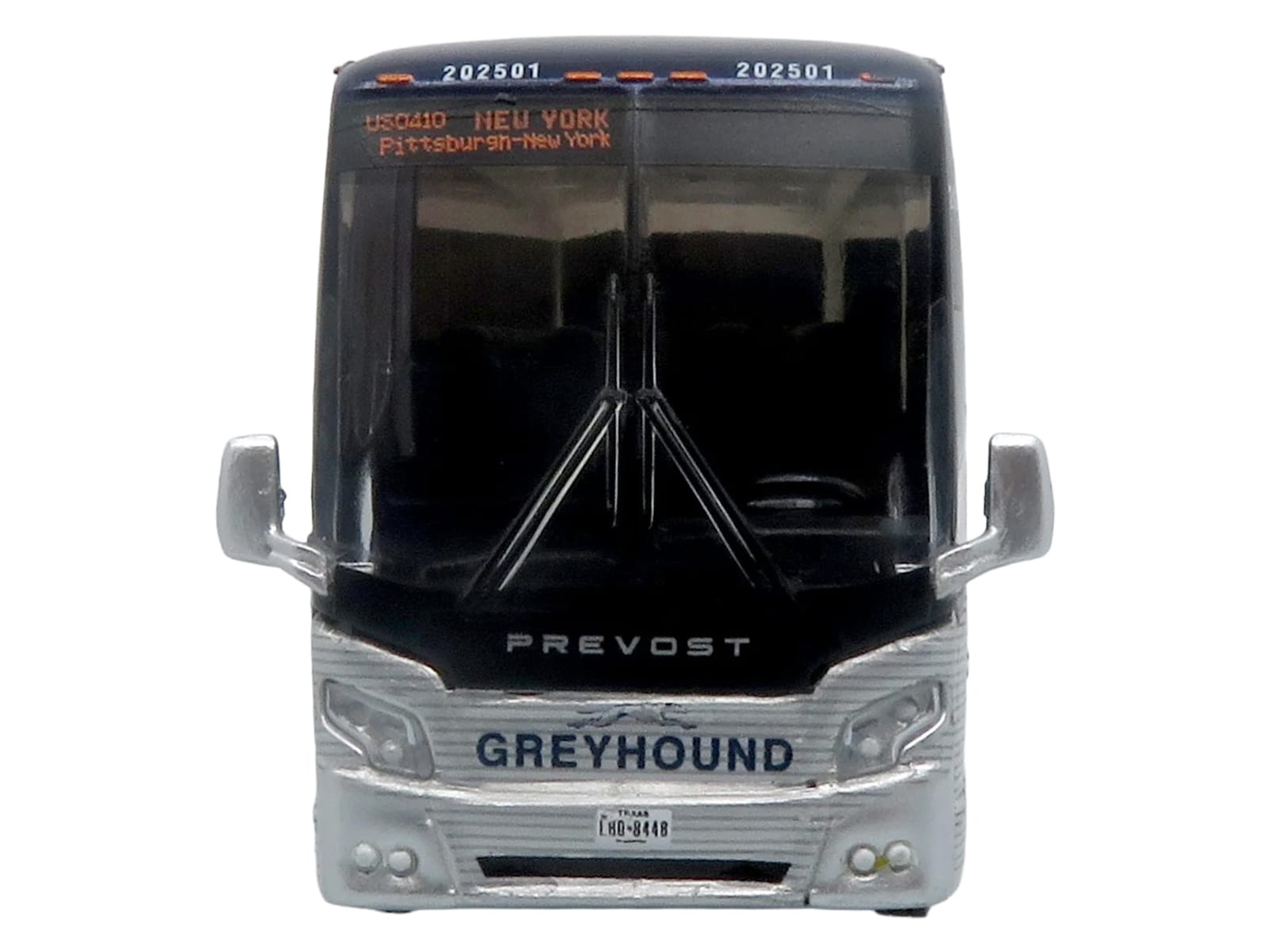 Prevost H3-45 Coach Bus "Greyhound Scenicruiser Service" White and Raw Metal "The Bus & Motorcoach Collection" Limited Edition to 504 pieces Worldwide 1/87 (HO) Scale Diecast Model by Iconic Replicas - Image 4