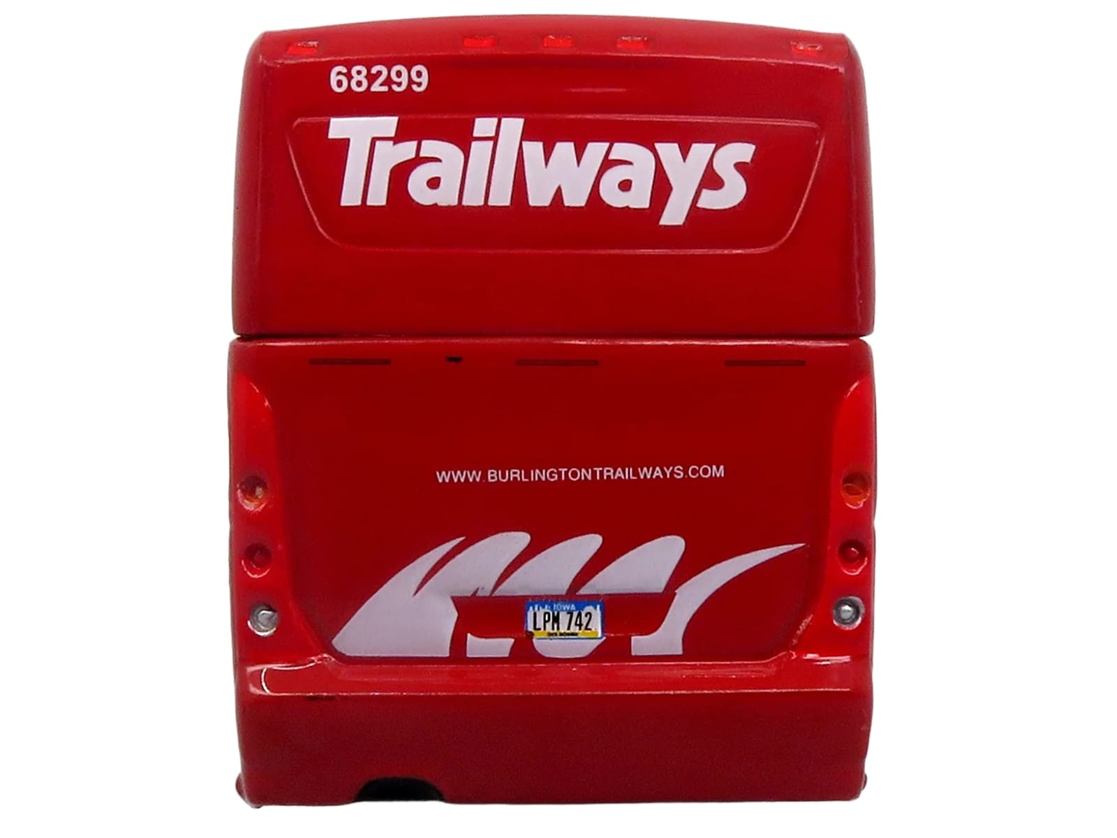 MCI D4520 Commuter Coach Bus "Burlington Trailways" Red with White Graphics "The Bus & Motorcoach Collection" Limited Edition to 504 pieces Worldwide 1/87 (HO) Scale Diecast Model by Iconic Replicas - Image 5