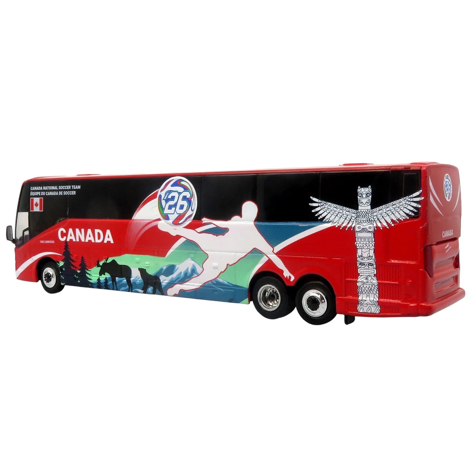 Prevost H3-45 Coach Bus "Canada National Soccer Team" Red with Graphics "International Federation of the Global Game" Series Limited Edition to 504 pieces Worldwide 1/87 (HO) Diecast Model by Iconic Replicas - Image 3