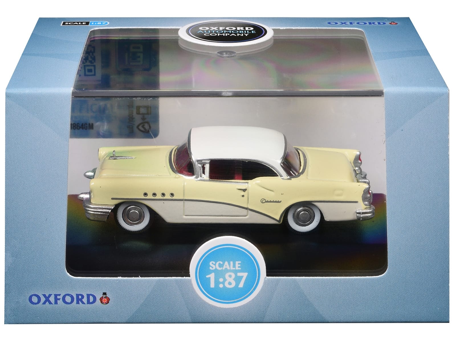 1955 Buick Century Condor Yellow and Dover White with Red Interior 1/87 (HO) Scale Diecast Model Car by Oxford Diecast - Image 3