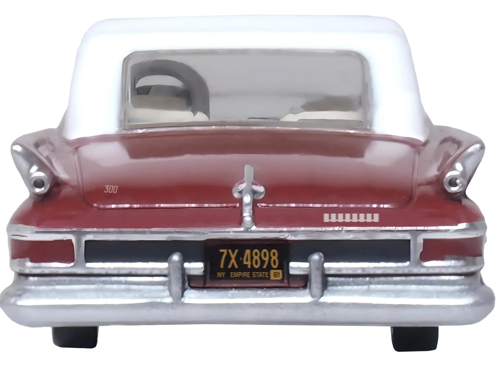 1961 Chrysler 300 Convertible (Closed Top) Cinnamon Brown Metallic with White Top 1/87 (HO) Scale Diecast Model Car by Oxford Diecast - Image 3