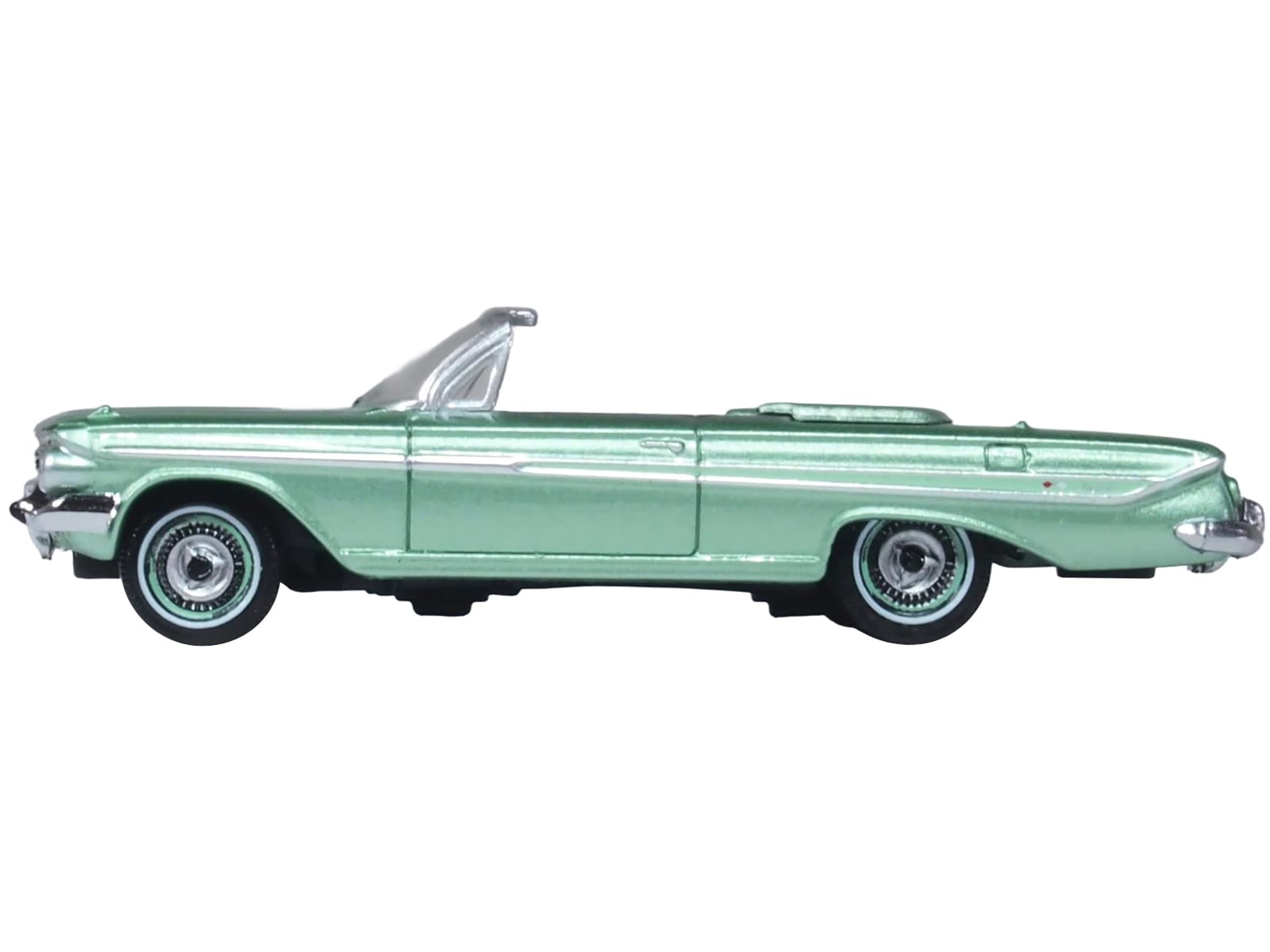 1961 Chevrolet Impala Convertible Arbor Green Metallic with Green Interior 1/87 (HO) Scale Diecast Model Car by Oxford Diecast - Image 2
