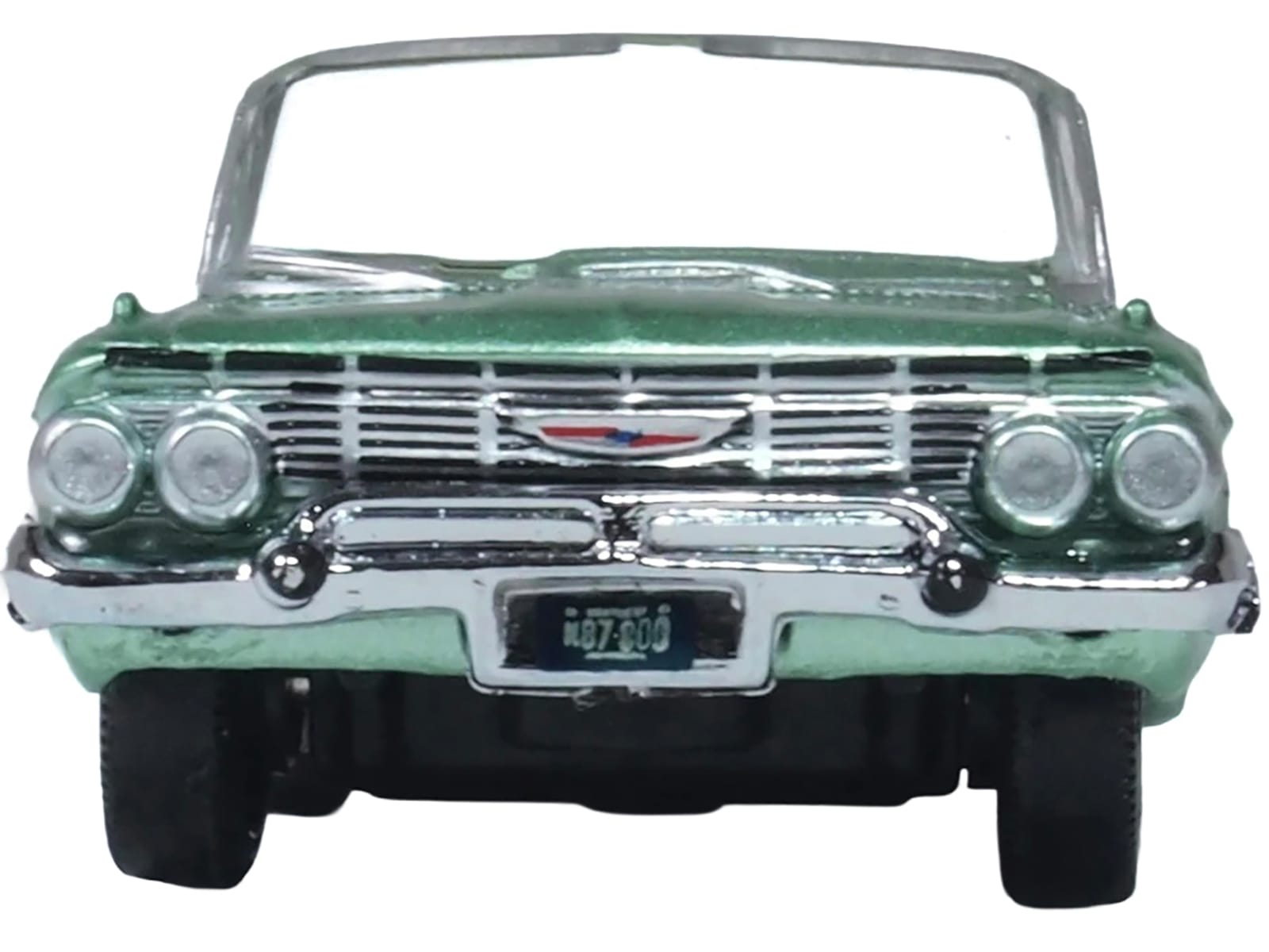 1961 Chevrolet Impala Convertible Arbor Green Metallic with Green Interior 1/87 (HO) Scale Diecast Model Car by Oxford Diecast - Image 3
