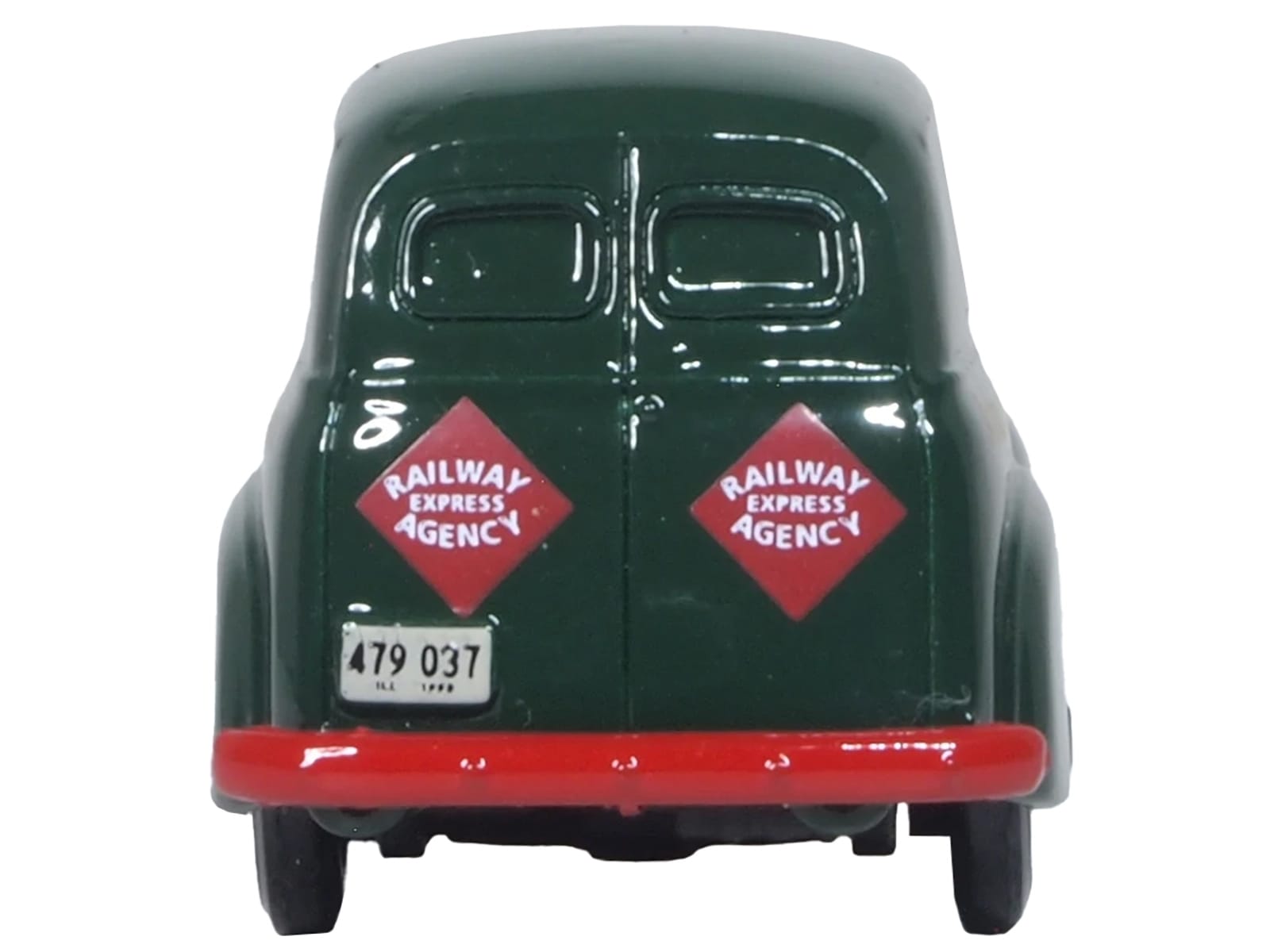 1950 Chevrolet Panel Van "Railway Express Agency" Dark Green 1/87 (HO) Scale Diecast Model Car by Oxford Diecast - Image 3