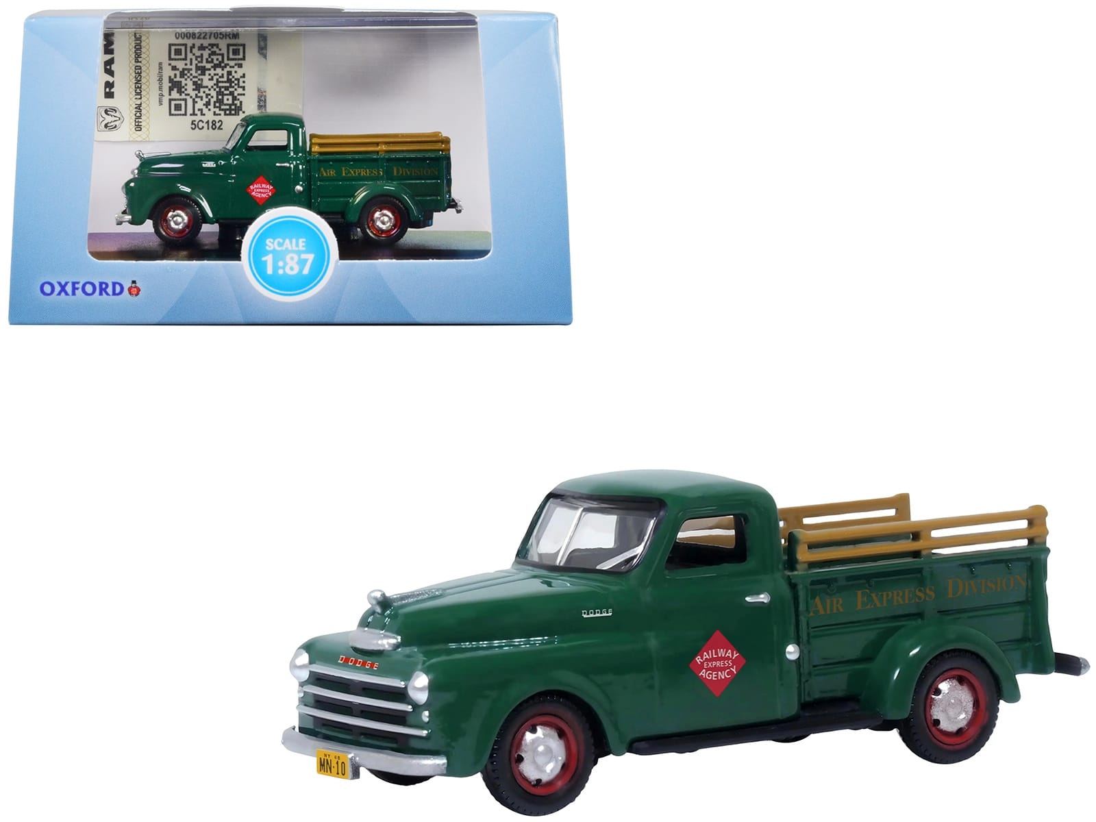 1948 Dodge B-1B Pickup Truck Green "Railway Express Agency" 1/87 (HO) Scale Diecast Model Car by Oxford Diecast - Image 3