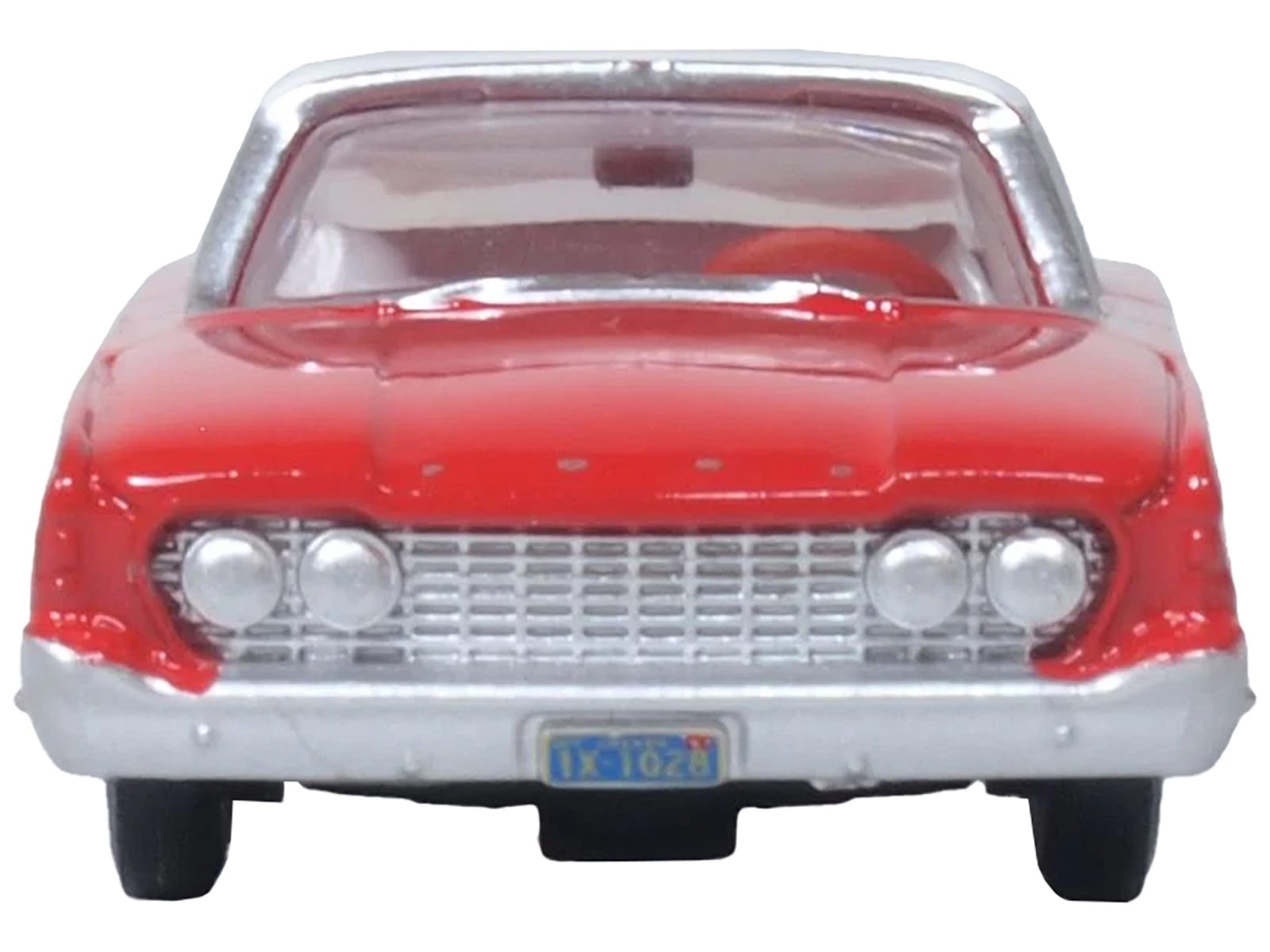 1960 Ford Fairlane Sedan 500 Monte Carlo Red with Corinthian White Top and Interior 1/87 (HO) Scale Diecast Model Car by Oxford Diecast - Image 2