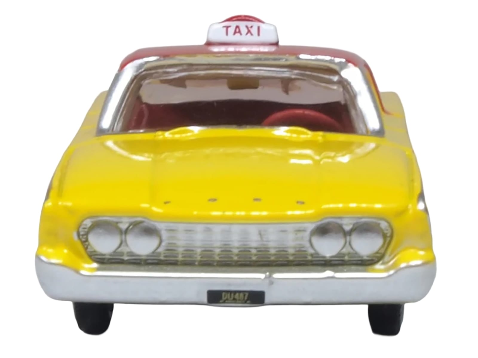 1960 Ford Fairlane Sedan "NYC Taxi" Yellow with Red Top and Interior 1/87 (HO) Scale Diecast Model Car by Oxford Diecast - Image 4