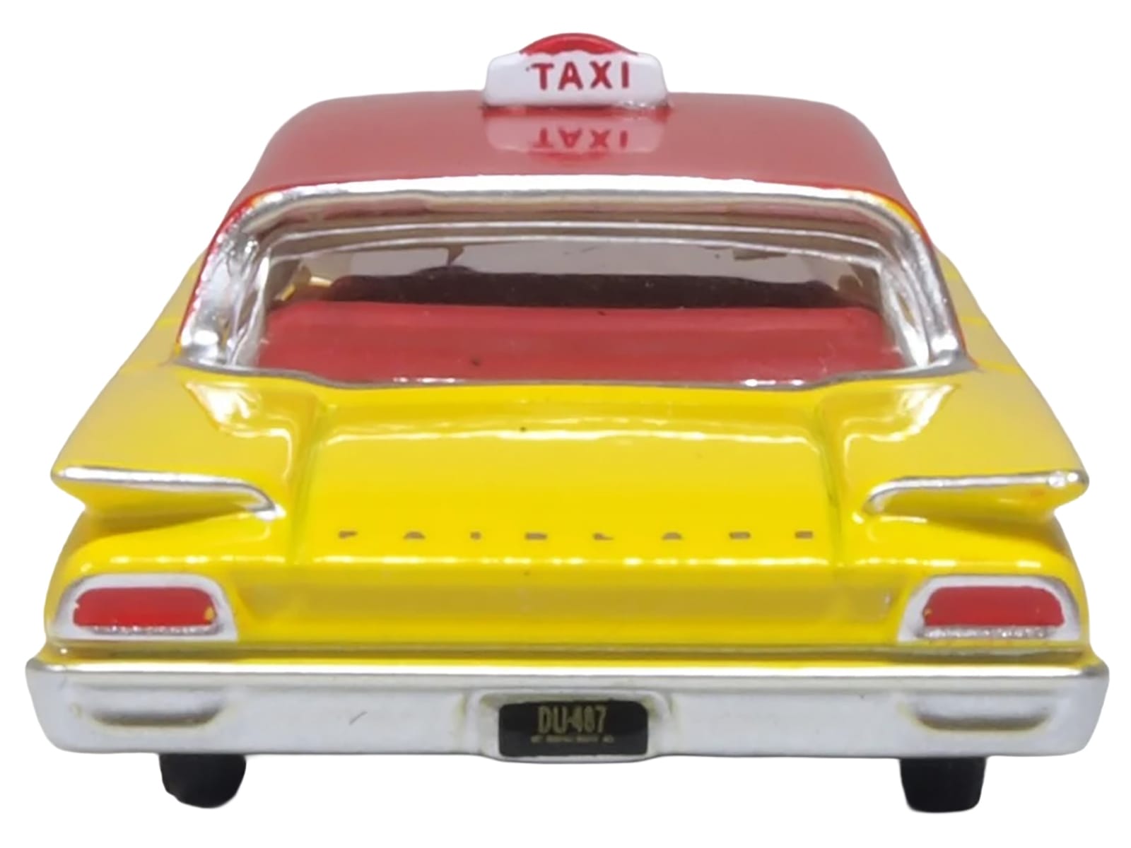 1960 Ford Fairlane Sedan "NYC Taxi" Yellow with Red Top and Interior 1/87 (HO) Scale Diecast Model Car by Oxford Diecast - Image 5
