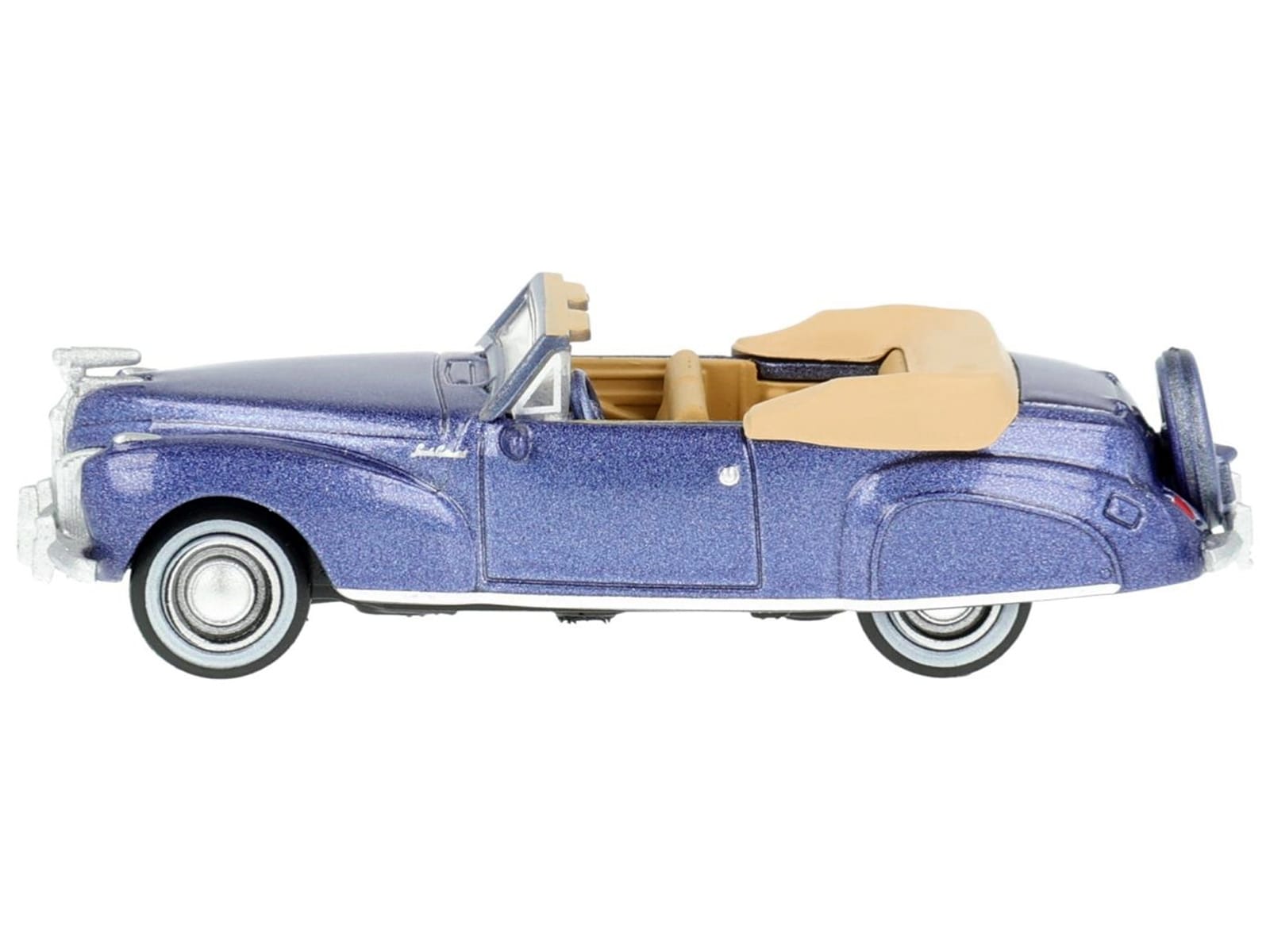 1941 Lincoln Continental Convertible Darian Blue Metallic with Tan Interior 1/87 (HO) Scale Diecast Model Car by Oxford Diecast - Image 4