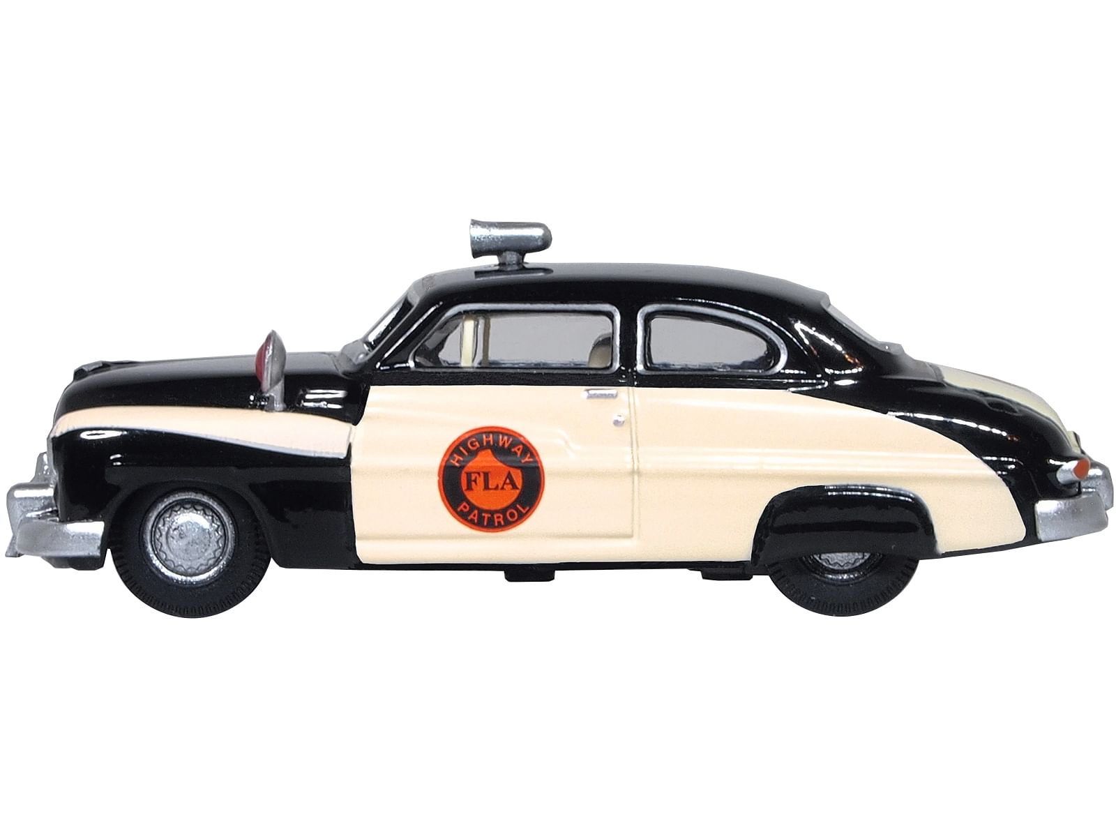 1949 Mercury Monarch Police Black and White “Florida Highway Patrol” 1/87 (HO) Scale Diecast Model Car by Oxford Diecast