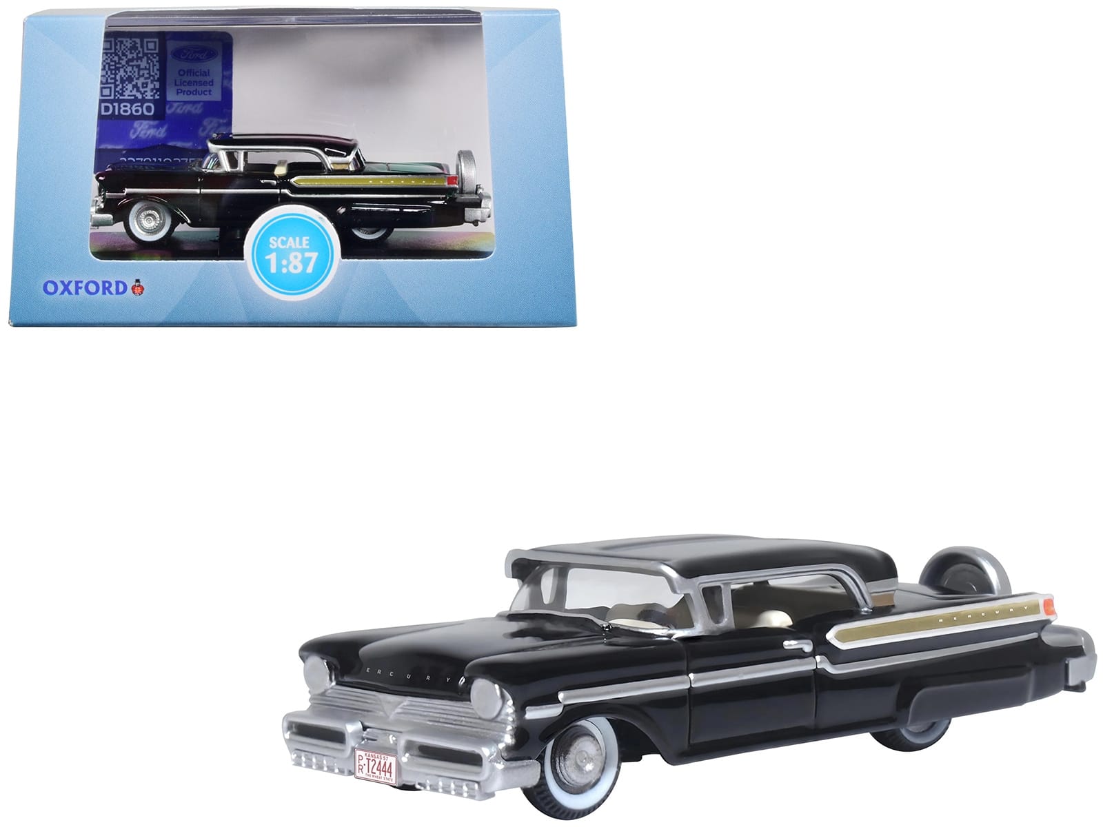 1957 Mercury Montclair Tuxedo Black 1/87 (HO) Scale Diecast Model Car by Oxford Diecast - Image 3