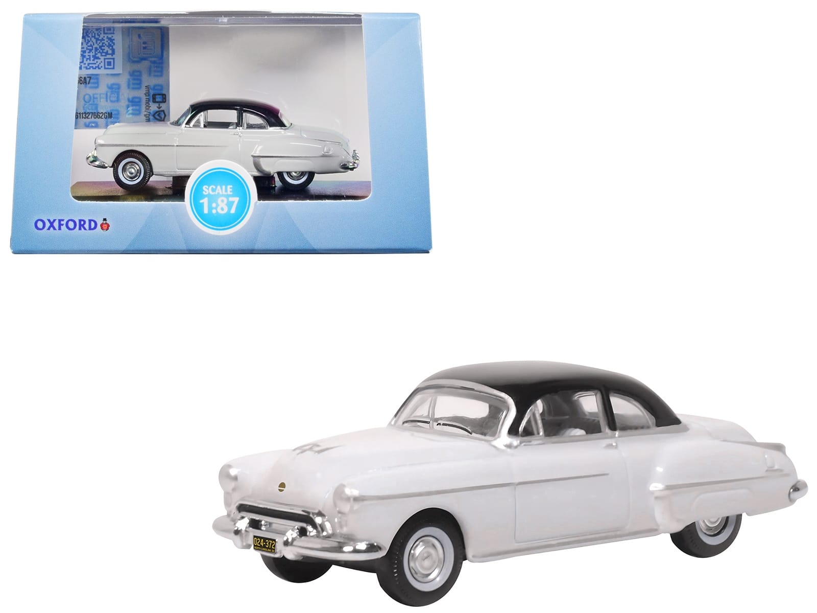 1950 Oldsmobile Rocket 88 Coupe Marol Gray with Black Top 1/87 (HO) Scale Diecast Model Car by Oxford Diecast - Image 3
