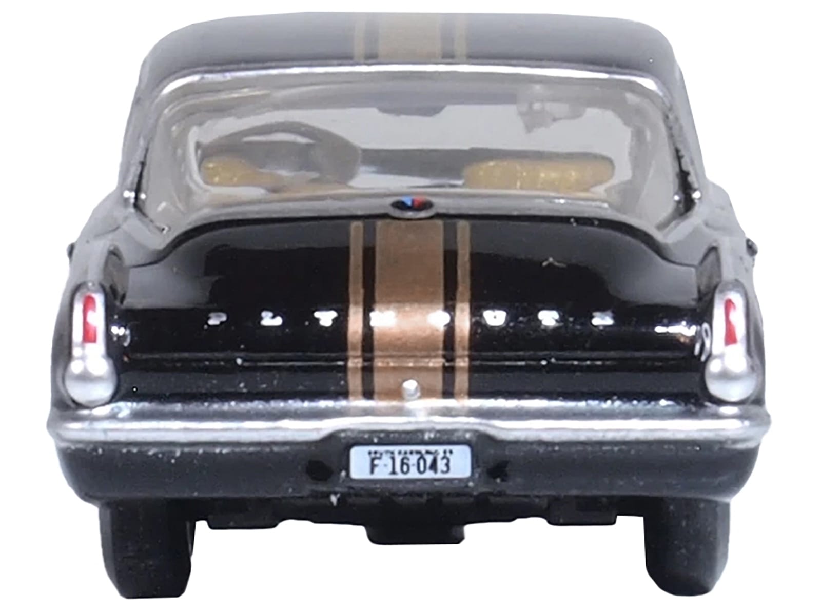1965 Plymouth Barracuda Black with Gold Stripes 1/87 (HO) Scale Diecast Model Car by Oxford Diecast - Image 3