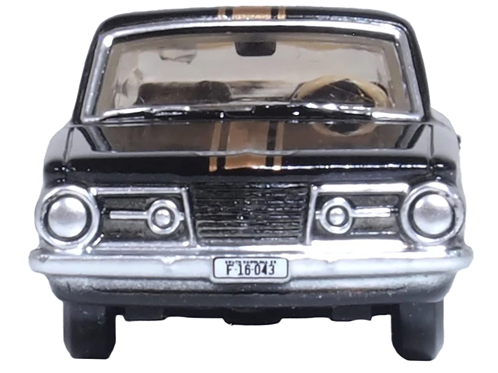 1965 Plymouth Barracuda Black with Gold Stripes 1/87 (HO) Scale Diecast Model Car by Oxford Diecast - Image 4