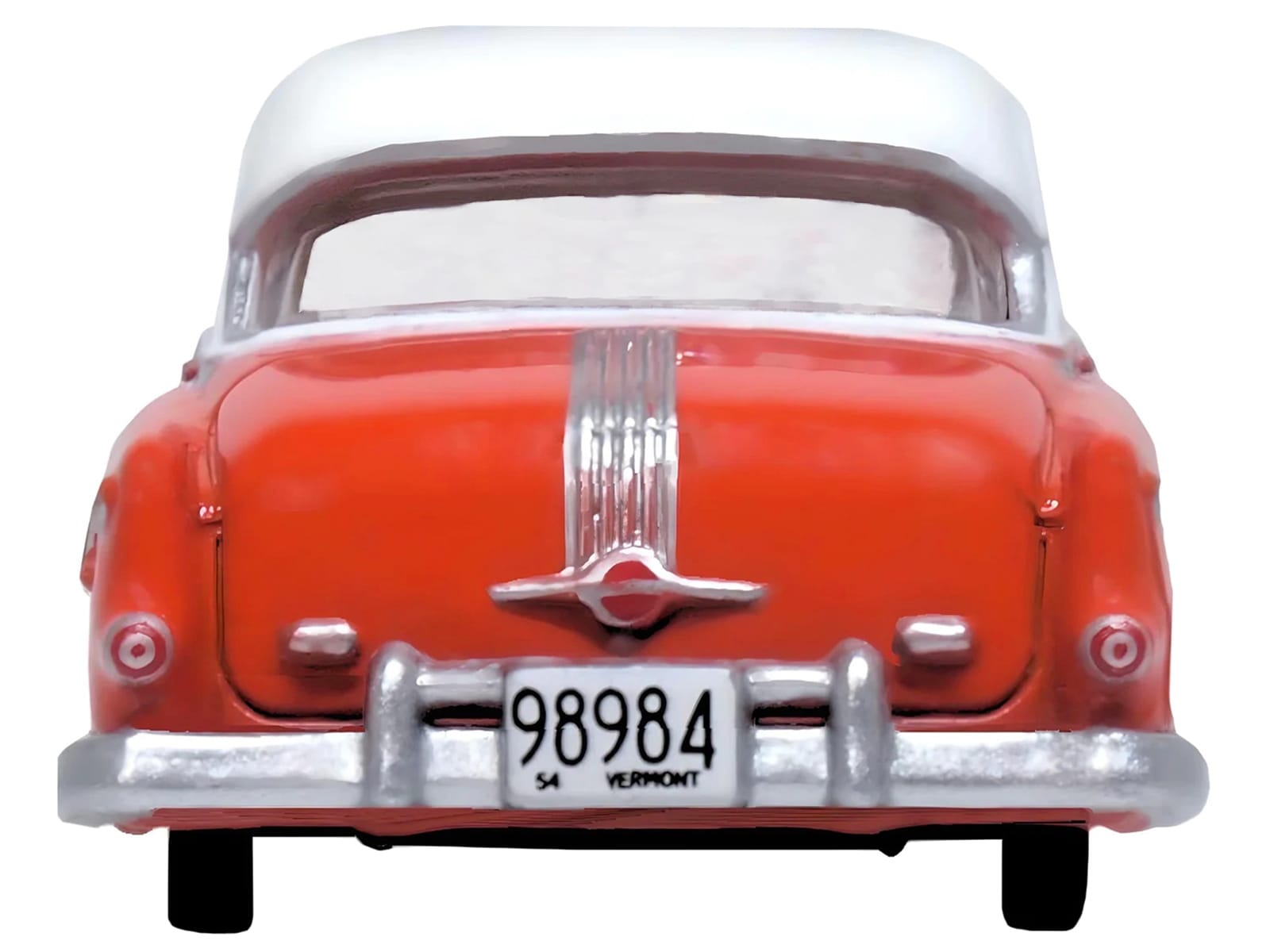 1954 Pontiac Chieftain 4 Door Coral Red with Winter White Top 1/87 (HO) Scale Diecast Model Car by Oxford Diecast - Image 2