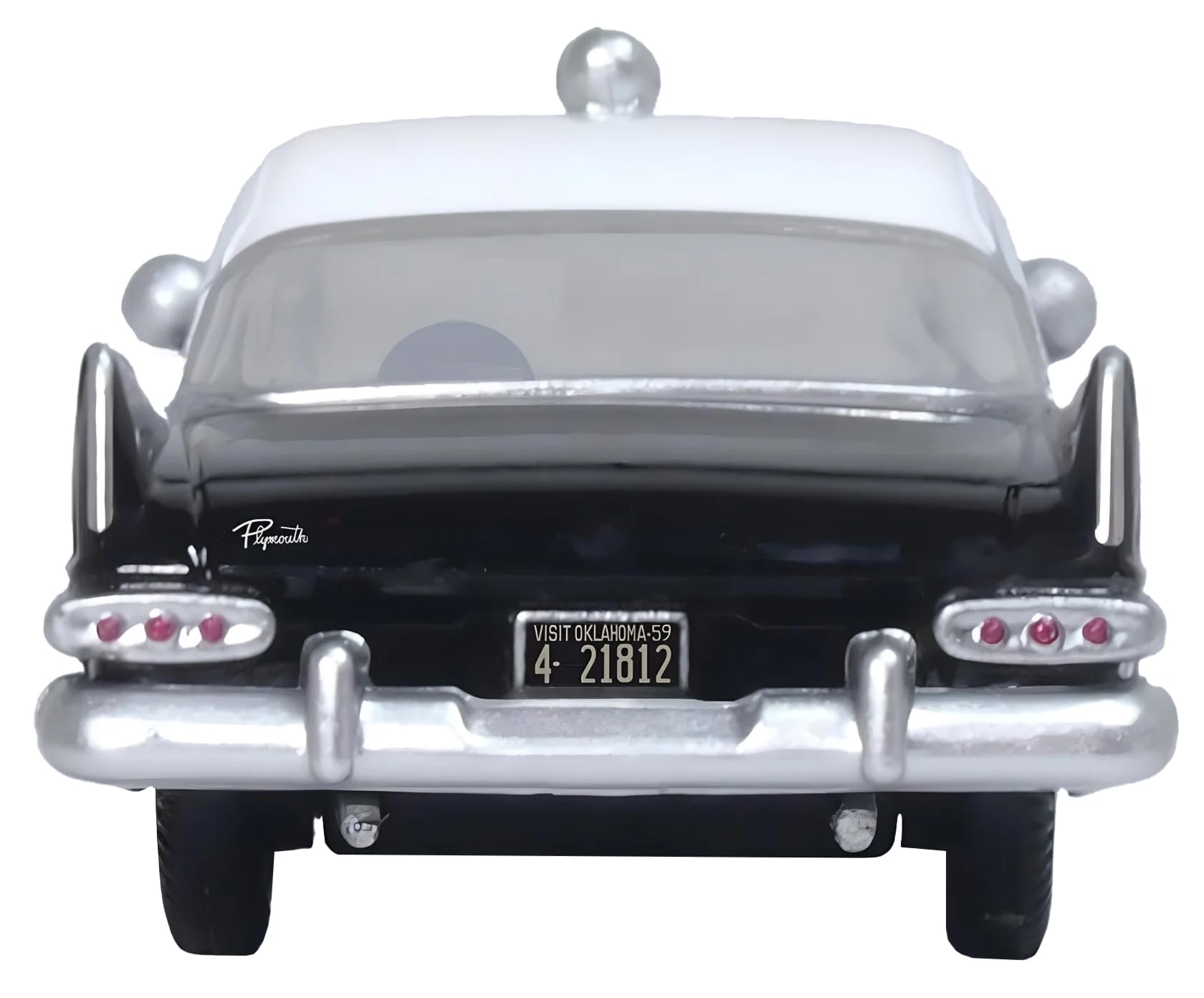 1959 Plymouth Savoy Black and White "Oklahoma Highway Patrol" 1/87 (HO) Scale Diecast Model Car by Oxford Diecast - Image 2