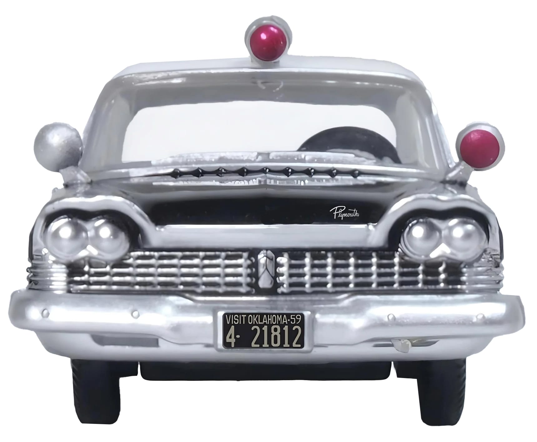 1959 Plymouth Savoy Black and White "Oklahoma Highway Patrol" 1/87 (HO) Scale Diecast Model Car by Oxford Diecast - Image 3