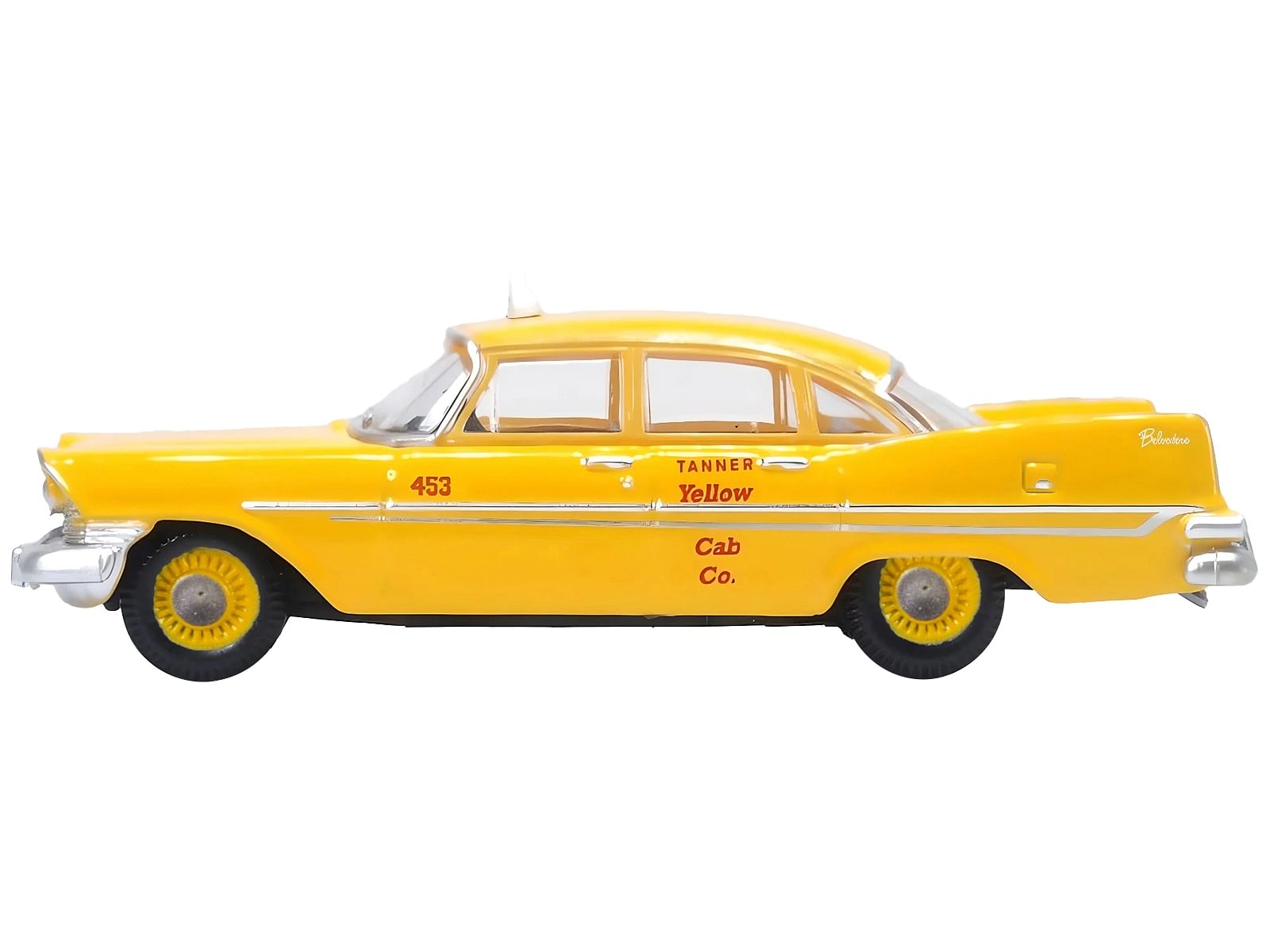 1959 Plymouth Belvedere Taxi Yellow “Tanner Yellow Cab Co.” 1/87 (HO) Scale Diecast Model Car by Oxford Diecast