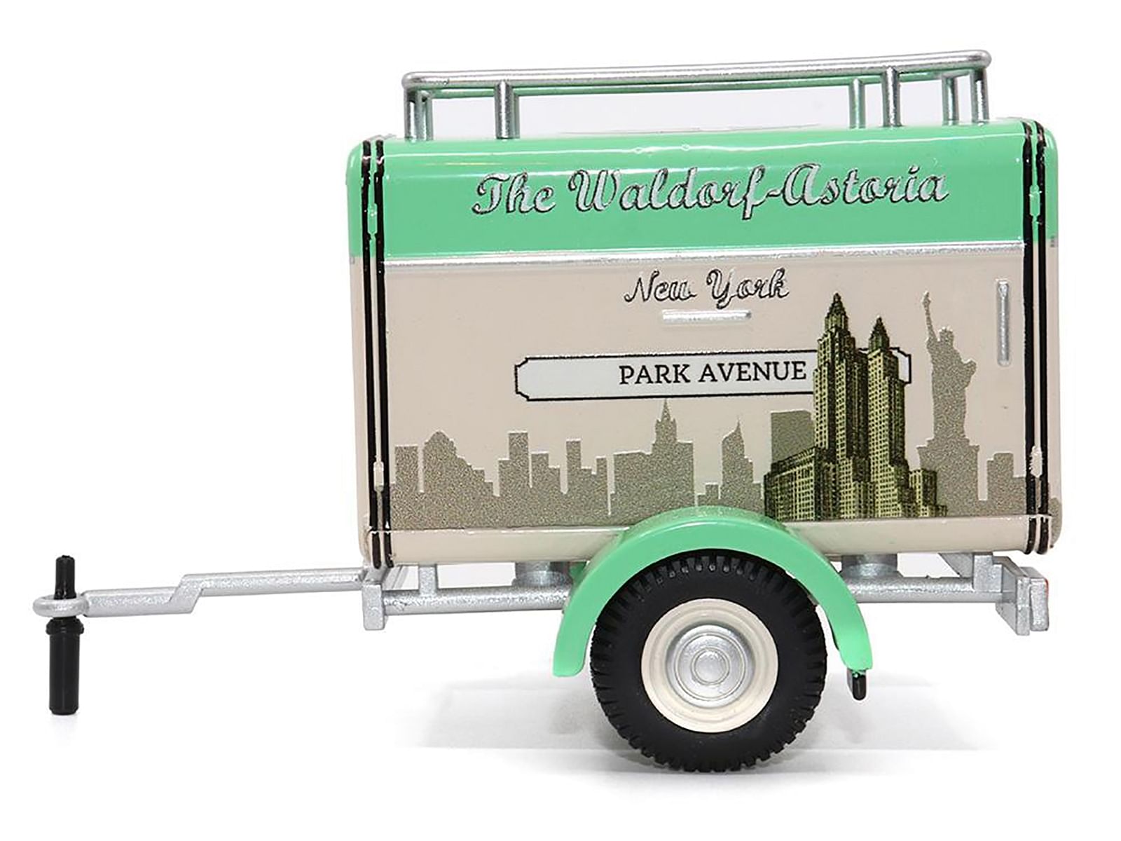 Travel Trailer Beige with Light Green Top “The Waldorf-Astoria Luggage Service New York – Park Avenue” 1/24 Diecast Model Car by Motor City Classics