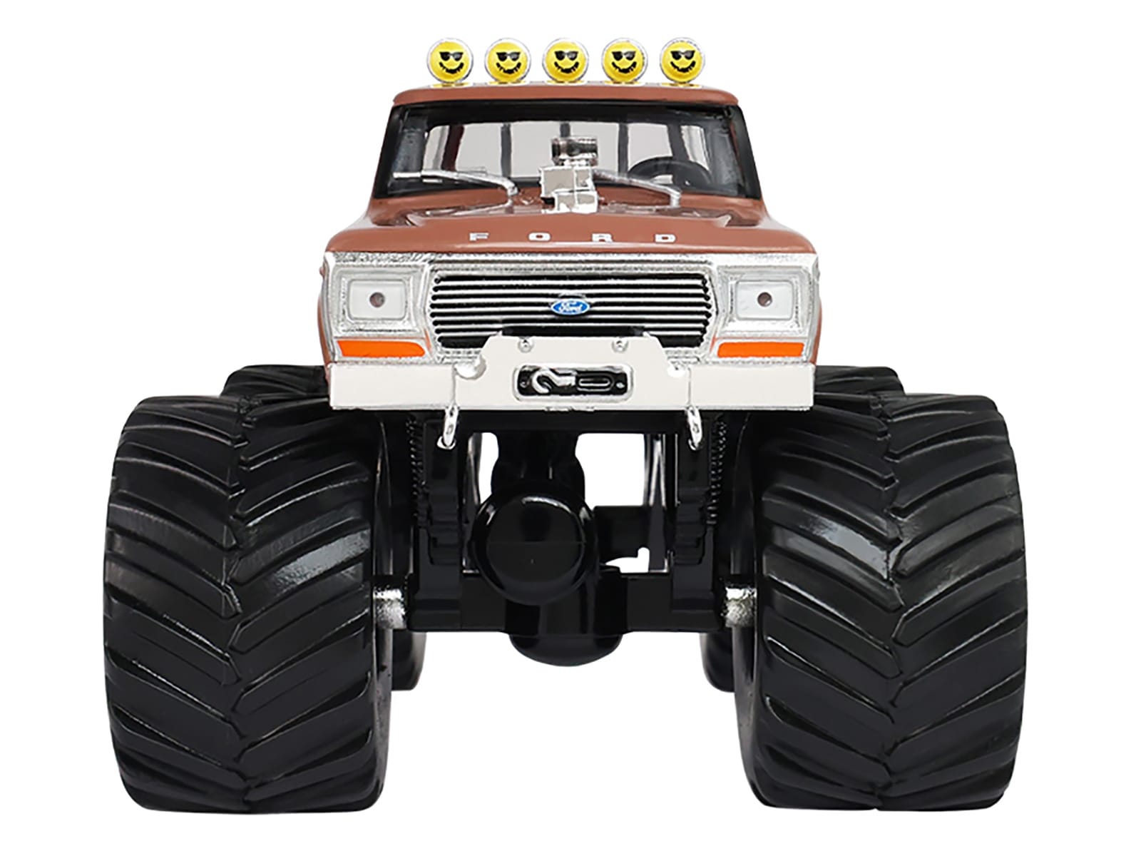 1978 Ford F-350 Monster Truck with 66-Inch Tires "BFT" Brown Two-Tone "Kings of Crunch" Series 1/43 Diecast Model Car by Greenlight - Image 4