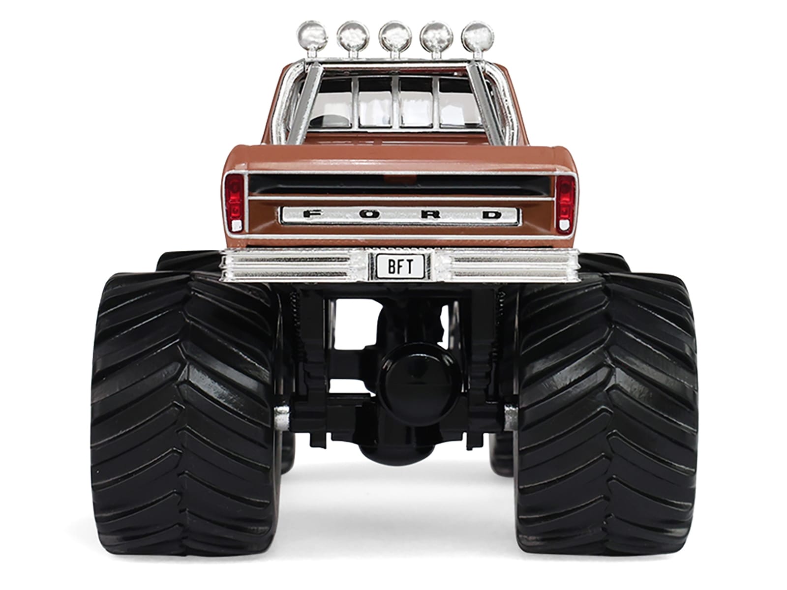 1978 Ford F-350 Monster Truck with 66-Inch Tires "BFT" Brown Two-Tone "Kings of Crunch" Series 1/43 Diecast Model Car by Greenlight - Image 5