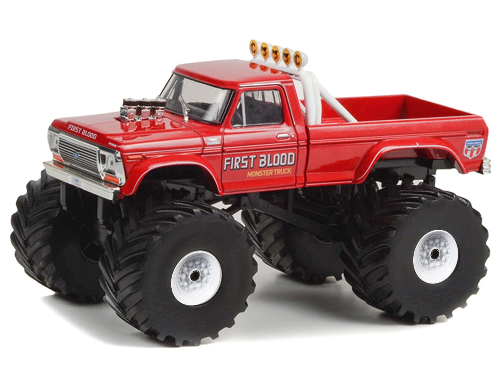 1978 Ford F-250 Monster Truck with 66-Inch Tires "First Blood" Red "Kings of Crunch" Series 1/43 Diecast Model Car by Greenlight - Image 2