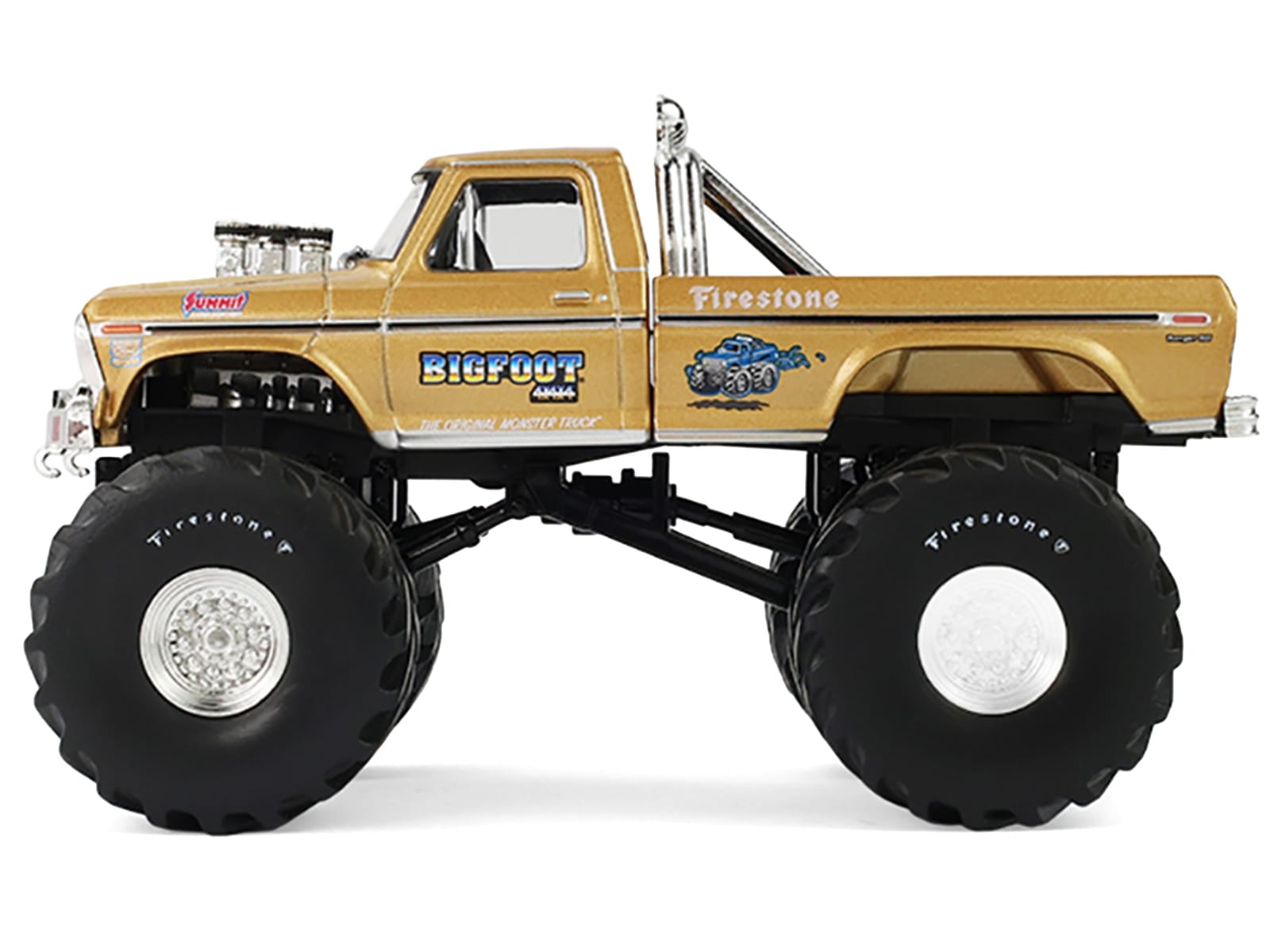 1979 Ford F-250 Monster Truck "Bigfoot #1 50th Anniversary" Gold Metallic "Kings of Crunch" Series 1/43 Diecast Model Car by Greenlight - Image 2