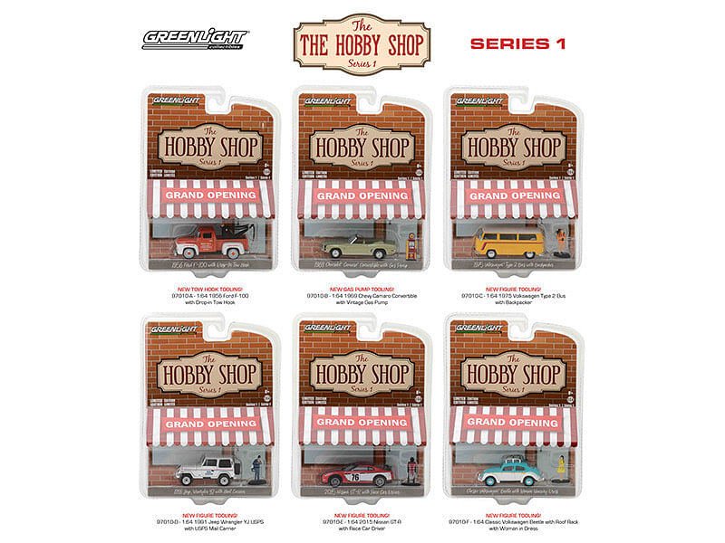 The Hobby Shop Series 1, 6pc Diecast Car Set 1/64 Diecast Model Cars by Greenlight