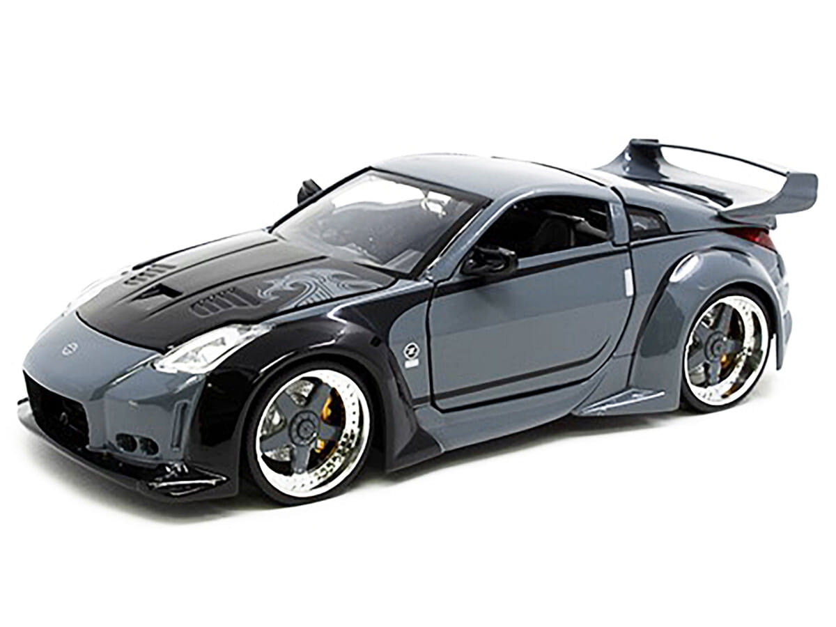 D.K.'s Nissan 350Z Gray and Black with Graphics "Fast & Furious 25th Anniversary" Series 1/24 Diecast Model Car by Jada - Image 2