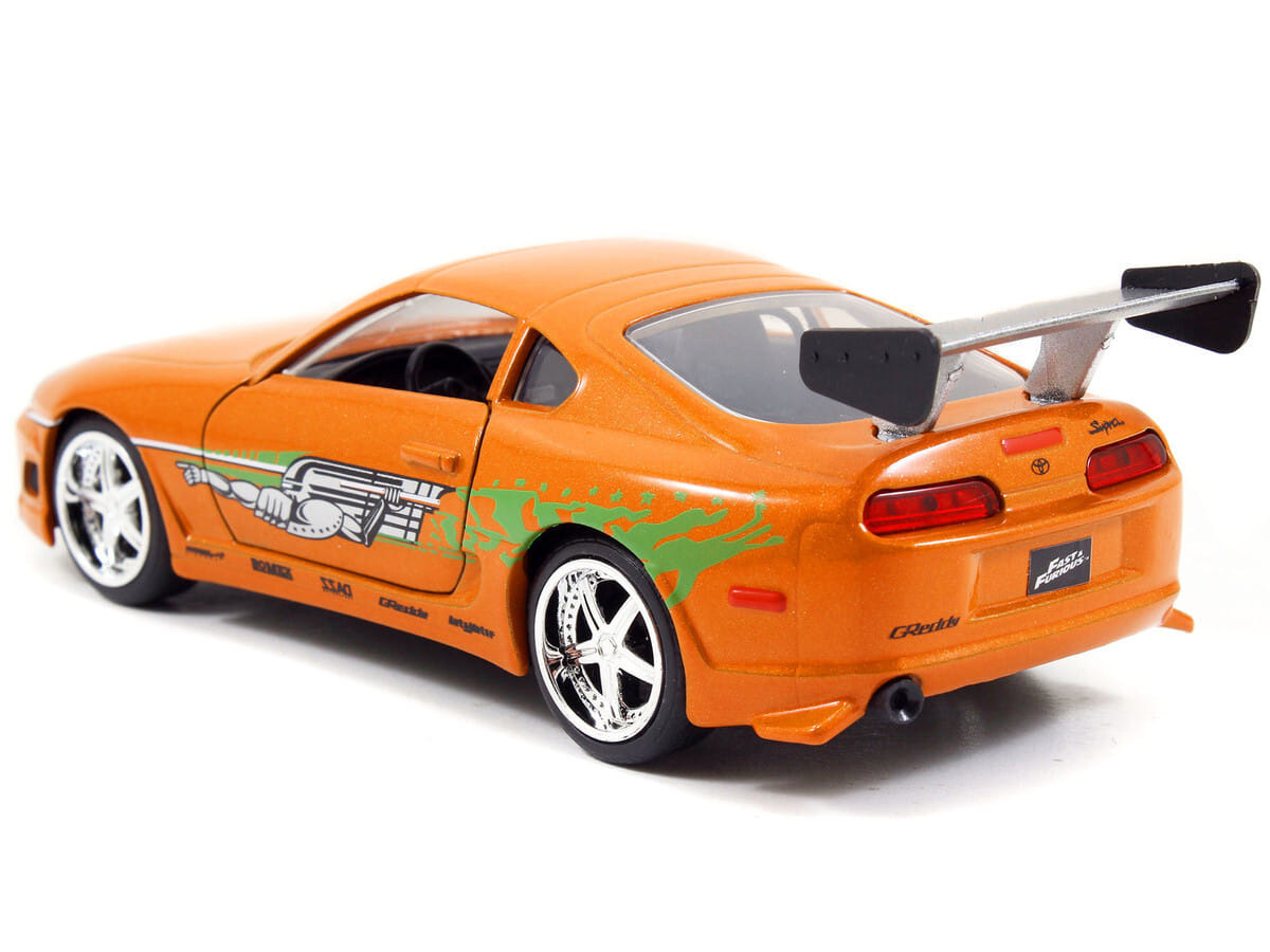 Brian's Toyota Supra Orange with Graphics "The Fast and the Furious" (2001) Movie "Fast & Furious 25th Anniversary" Series 1/32 Diecast Car Model by Jada - Image 3