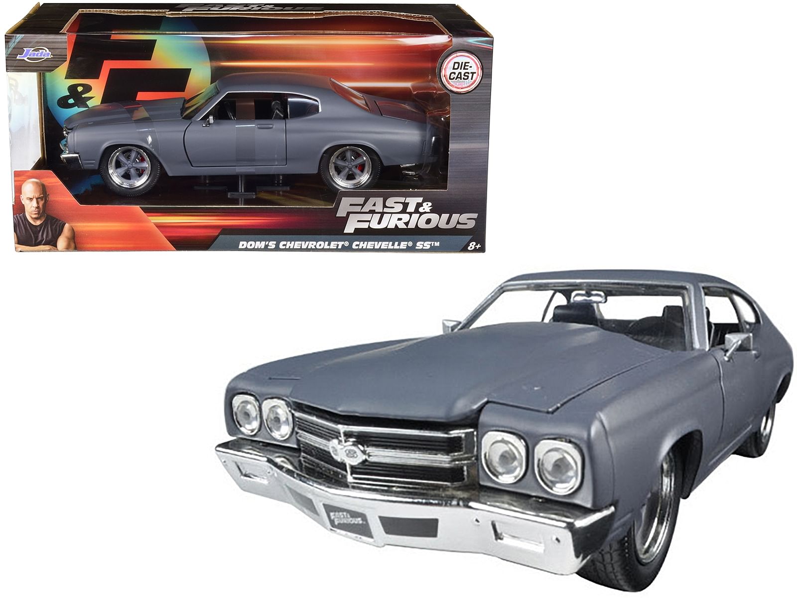 Dom’s Chevrolet Chevelle SS Matt Gray “Fast & Furious” Movie 1/24 Diecast Model Car by Jada