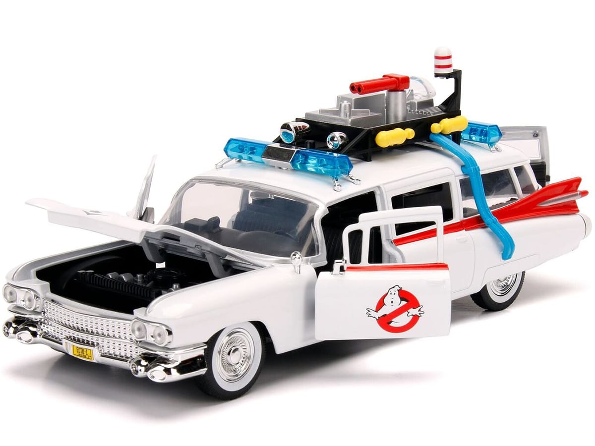 1959 Cadillac Ambulance Ecto-1 White "Ghostbusters" Movie "Hollywood Rides" Series 1/24 Diecast Model Car by Jada - Image 3