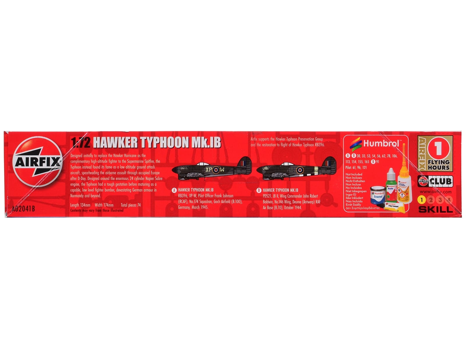 Level 1 Model Kit Hawker Typhoon Mk.IB Aircraft with 2 Scheme Options 1/72 Plastic Model Kit by Airfix - Image 2