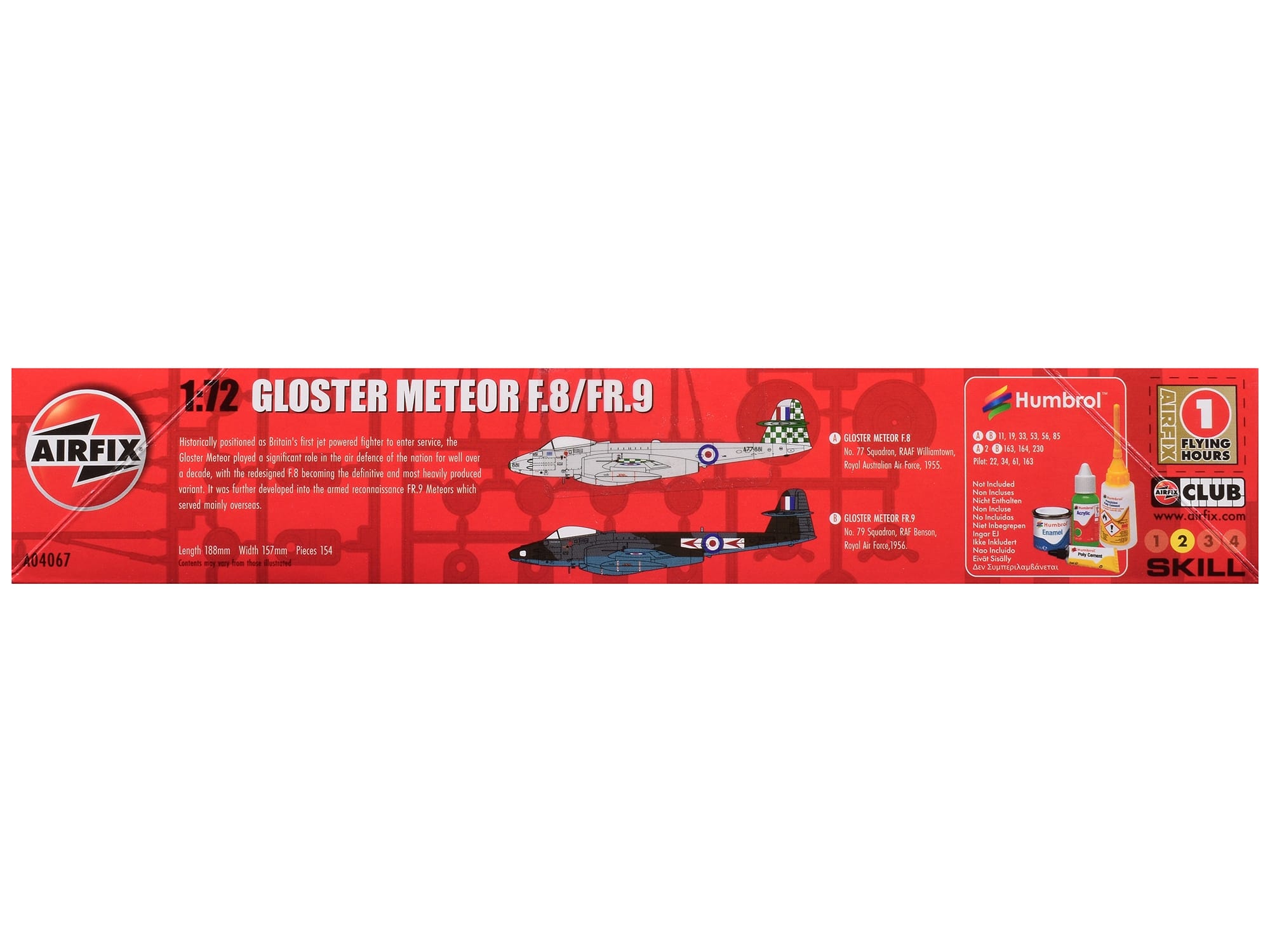Level 2 Model Kit Gloster Meteor F.8/FR.9 Fighter Aircraft with 2 Scheme Options 1/72 Plastic Model Kit by Airfix - Image 2