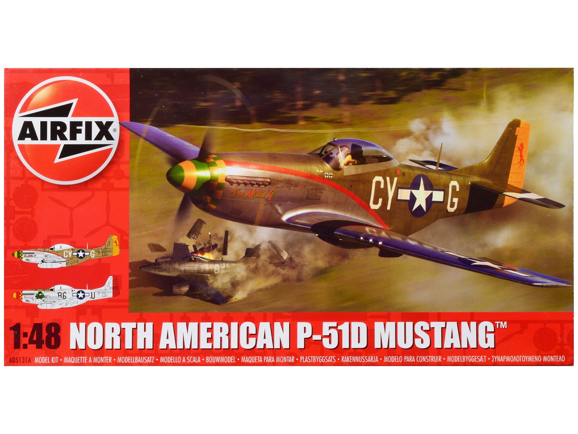 Level 2 Model Kit North American P-51D Mustang Fighter Aircraft with 2 Scheme Options 1/48 Plastic Model Kit by Airfix - Image 4