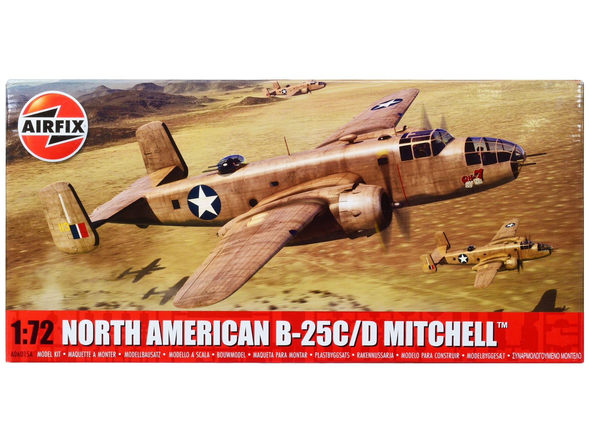 Level 3 Model Kit North American B-25C/D Mitchell Bomber Aircraft with 2 Scheme Options 1/72 Plastic Model Kit by Airfix - Image 3