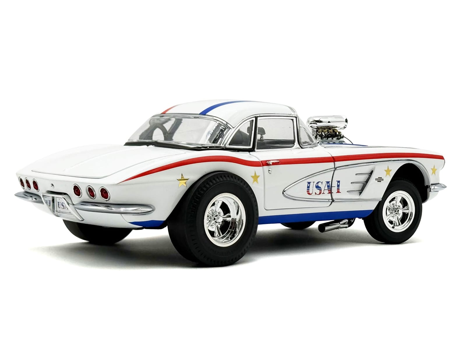 1961 Chevrolet Corvette Grand Sport Gasser "USA-1" White with Blue and Red Stripes Limited Edition to 362 pieces Worldwide 1/18 Diecast Model Car by ACME - Image 5