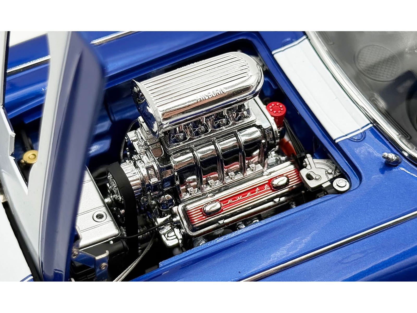 1961 Chevrolet Corvette Grand Sport Gasser Admiral Blue Metallic with White Stripe Limited Edition to 204 pieces Worldwide 1/18 Diecast Model Car by ACME - Image 2