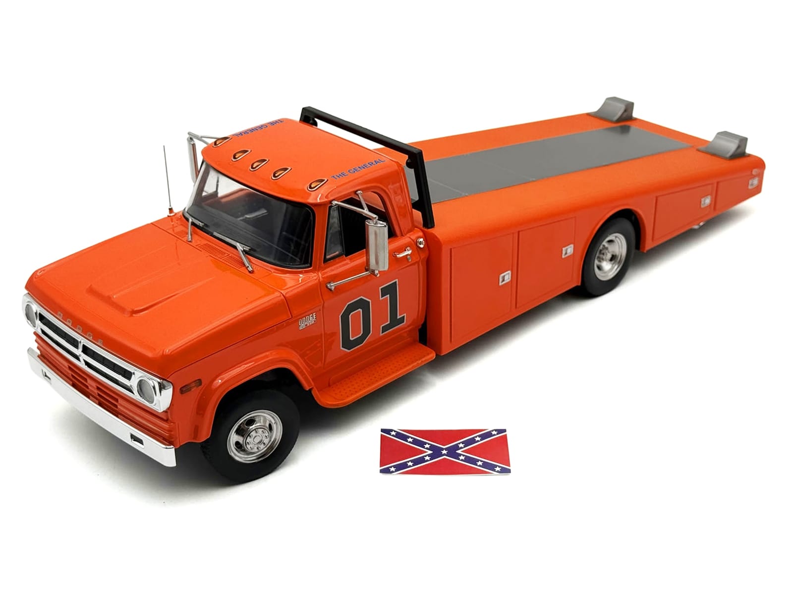 1970 Dodge D-300 Ramp Truck #01 "The General" Orange Limited Edition to 852 pieces Worldwide 1/18 Diecast Model Car by ACME - Image 2