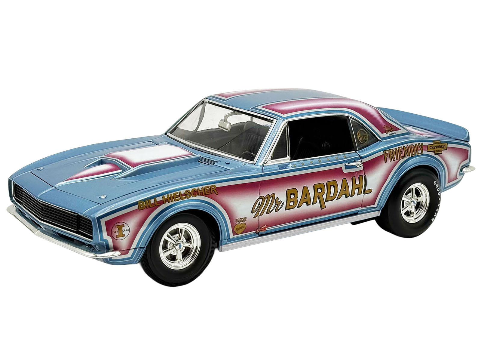 1967 Chevrolet Camaro "Mr. Bardahl Drag Car" Blue Metallic with Red and White Graphics Limited Edition to 312 pieces Worldwide 1/18 Diecast Model Car by ACME - Image 2